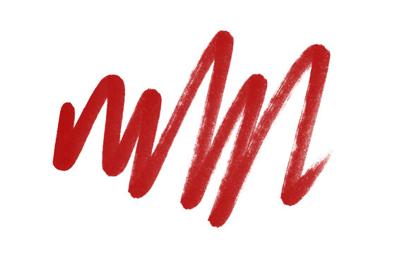 Red Lipstick Swatch Texture and Cosmetic Scribble Line Isolated on Transparent Background PNG