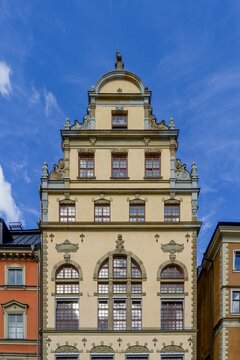 Gamla Stan building facade in Old Town Stockholm