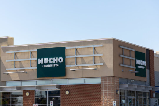 Ottawa, Canada - July 30, 2026: Mucho Burrito restaurant sign on building exterior