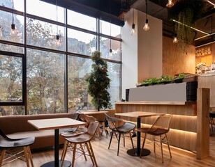 Fototapeta premium cozy modern cafe interior design