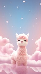 Naklejka premium Cute alpaca dreamy wallpaper animal cartoon mammal.