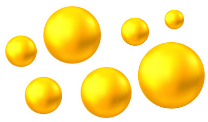 Fototapeta premium Golden collagen, keratin or serum bubbles.