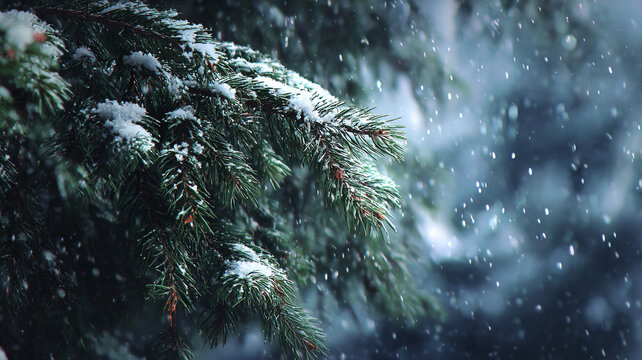 christmas tree with snow