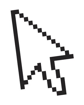 Black pixel art stylized left pointing arrow graphic design