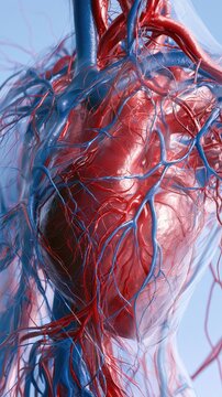 Human Heart Anatomy with Arteries and Veins Detailed Medical Illustration