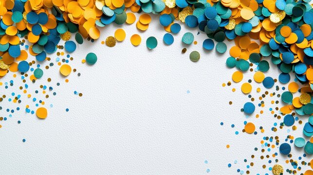 Light background featuring colorful spots in yellow, blue, green, and gold