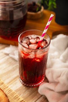 Hibiscus cooler. In Mexico, known as Agua de Jamaica, an infusion made from the hibiscus flower (Hibiscus sabdariffa), which is said to have multiple health benefits. It can be enjoyed hot or cold.