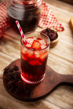 Hibiscus cooler. In Mexico, known as Agua de Jamaica, an infusion made from the hibiscus flower (Hibiscus sabdariffa), which is said to have multiple health benefits. It can be enjoyed hot or cold.