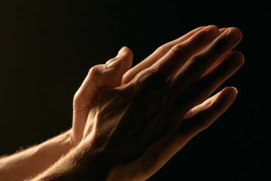 Hands clasped in quiet prayer with gentle light, conveying hope and spiritual love