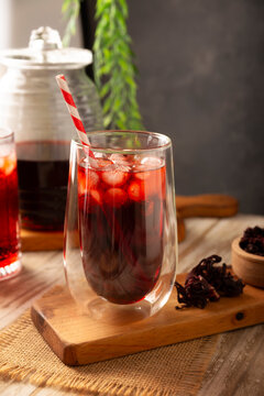 Hibiscus cooler. In Mexico, known as Agua de Jamaica, an infusion made from the hibiscus flower (Hibiscus sabdariffa), which is said to have multiple health benefits. It can be enjoyed hot or cold.