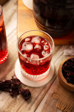 Hibiscus cooler. In Mexico, known as Agua de Jamaica, an infusion made from the hibiscus flower (Hibiscus sabdariffa), which is said to have multiple health benefits. It can be enjoyed hot or cold.