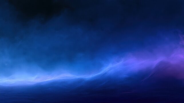 Atmospheric Digital Painting of Misty Fog, Blue and Purple Glows