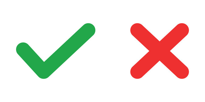Green check mark and red cross mark icons for correct and incorrect choice selection
