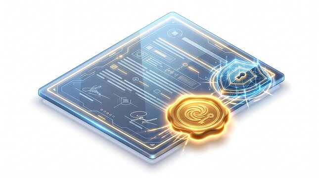Digital certificate with gold seal on white.