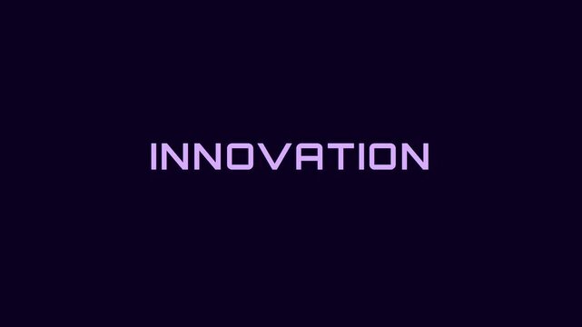 Innovation concept motion with glowing cyan light line and minimalist typography for technology and business presentations animation 4k