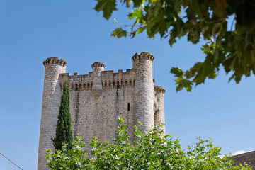 Tiedra castle medieval fortress stone architecture under blue sky © Azulblue