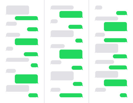 Messaging app chat bubble and text message box set. Sent and received variants modern design.
