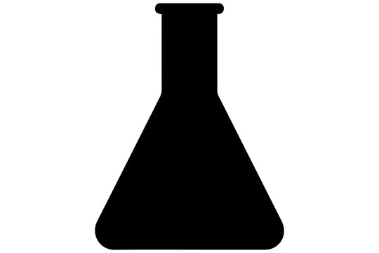 Empty black conical flask for chemistry experiments and laboratory analysis.