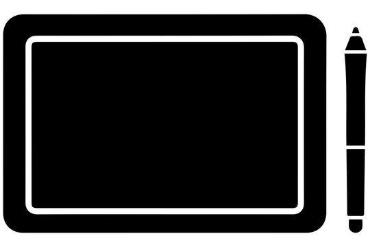Digital drawing tablet and stylus icon for graphic design and art creation.