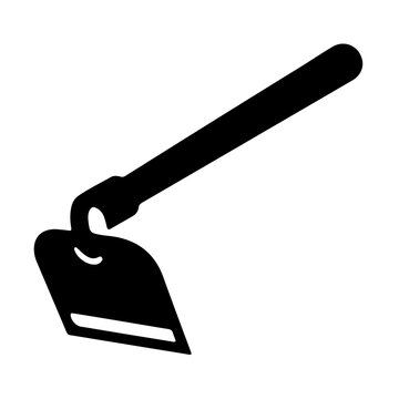 Agricultural hoe icon with curved neck vector farming hand tool silhouette