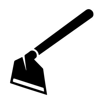 Agricultural hoe icon with curved neck vector farming hand tool silhouette