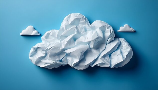 a piece of crumpled paper shaped clouds
