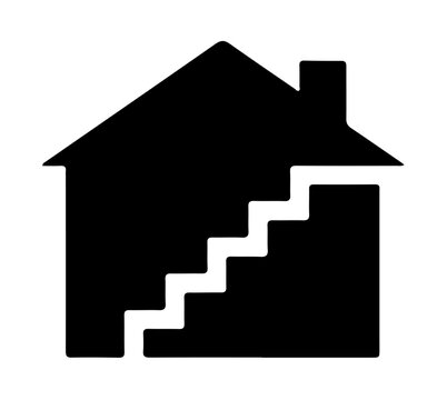Suburban home staircase glyph symbol for property improvement listing