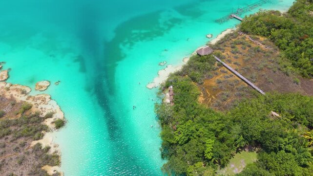 High-altitude view of Bonanza Lagoon in Quintana Roo