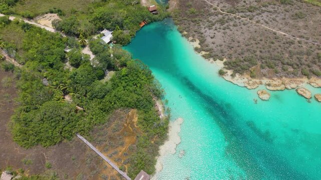 Natural beauty of Bonanza Lagoon from air, Mexico