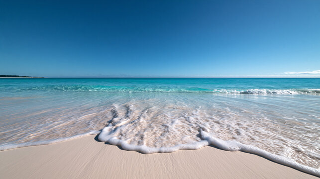 Turquoise Ocean Wave on Tropical White Sand Beach