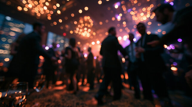 Blurred Silhouettes of People at Elegant Evening Gala Party