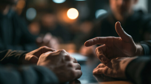 Close Up of Hands Gesturing During Tense Meeting