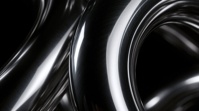 Abstract Metallic Chrome Curved Shapes 3D Background