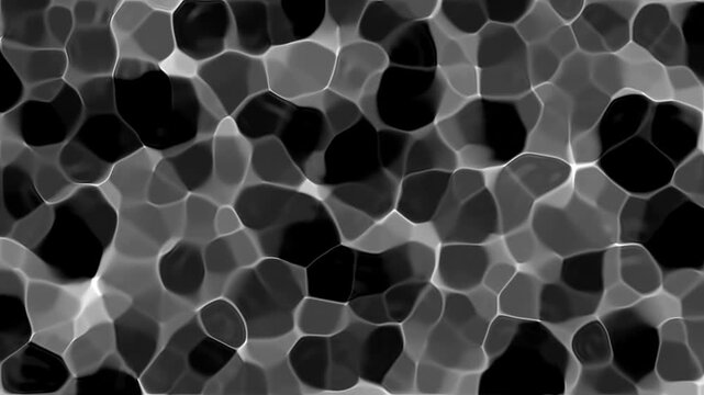 Large grayscale liquid cellular caustics fluctuating in smooth water reflection movement, seamless loop graphic