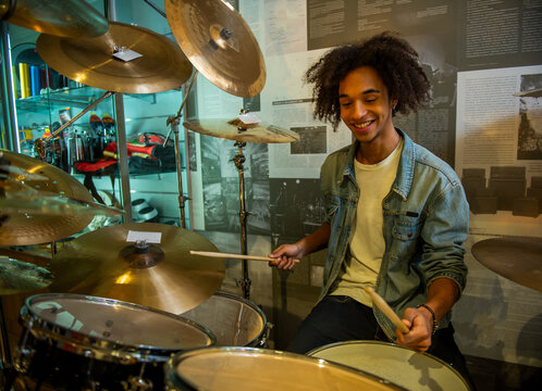 Smiling Drummer Performance.