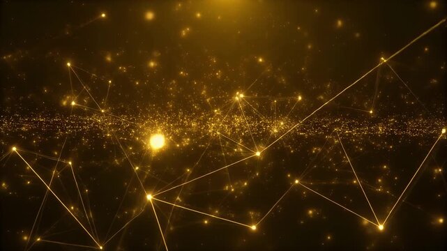 golden fireflies swarm in dark night sky with glowing trails