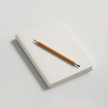 L&aacute;piz de Madera sobre Cuaderno Blanco Abierto: Concepto de Educaci&oacute;n y Creatividad

