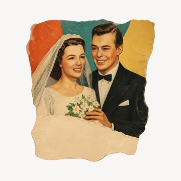 Vintage wedding couple illustration