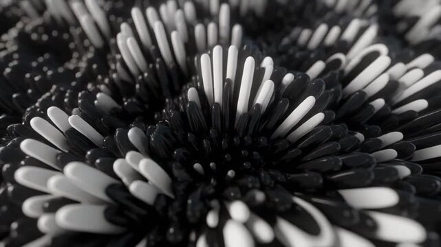 Mesmerizing underwater sea urchin spines in motion