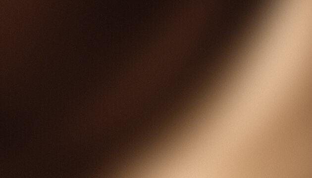 Abstract dark moody background with glowing warm copper light beam, dark chocolate brown and deep shadow smooth diagonal gradient and vintage grainy noise texture