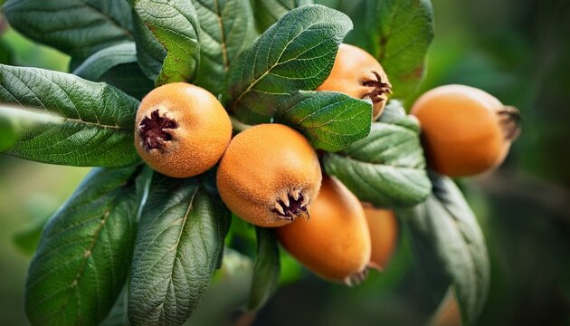 healthy medlars in fruit tree