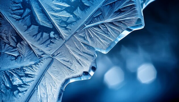 under macro closeup the ice reveals abstract patterns and textures against a cold background ice cracked crystal formations born from frost and water create a transparent and beautiful design