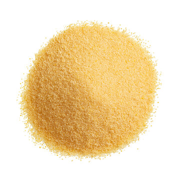 Pile of coarse yellow cornmeal isolated on transparent background