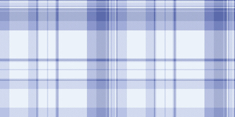 Traditional tartan plaid design with a classic woven appearance and white and blue tones. The seamless pattern recreates the look of woven fabric and works well as a decorative surface background.