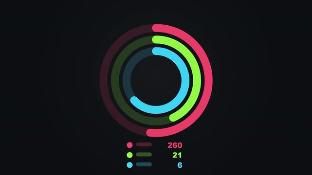 Modern Triple Ring Radial Chart Infographic with Dynamic Counters