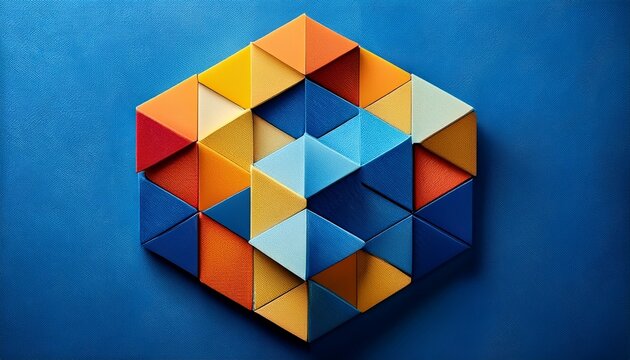 dynamic cubist tapestry a vibrant 3d cube composition on blue canvas