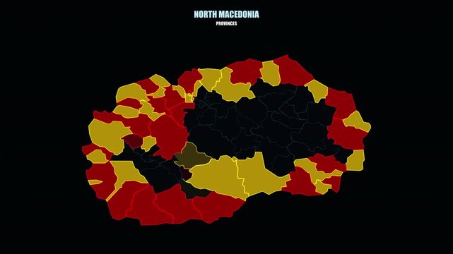 North Macedonia Highlighted on World Map with Flag Colored Regional Assembly