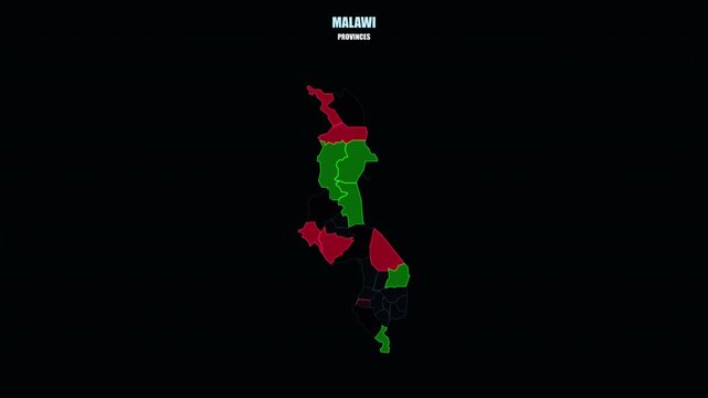 Glowing Malawi Regions Assemble into Country Shape on World Map