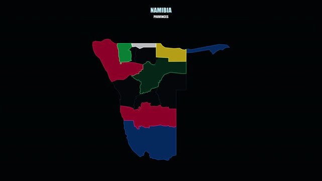 Namibia World Map with Glowing Provinces Forming National Outline