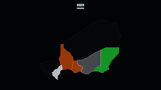 Glowing Niger Regions Assemble into Country Shape on World Map